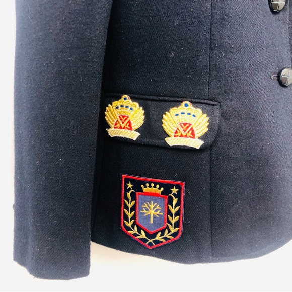 Vintage NCI Collections Navy Wool Blazer with Patches - Picture 3 of 16